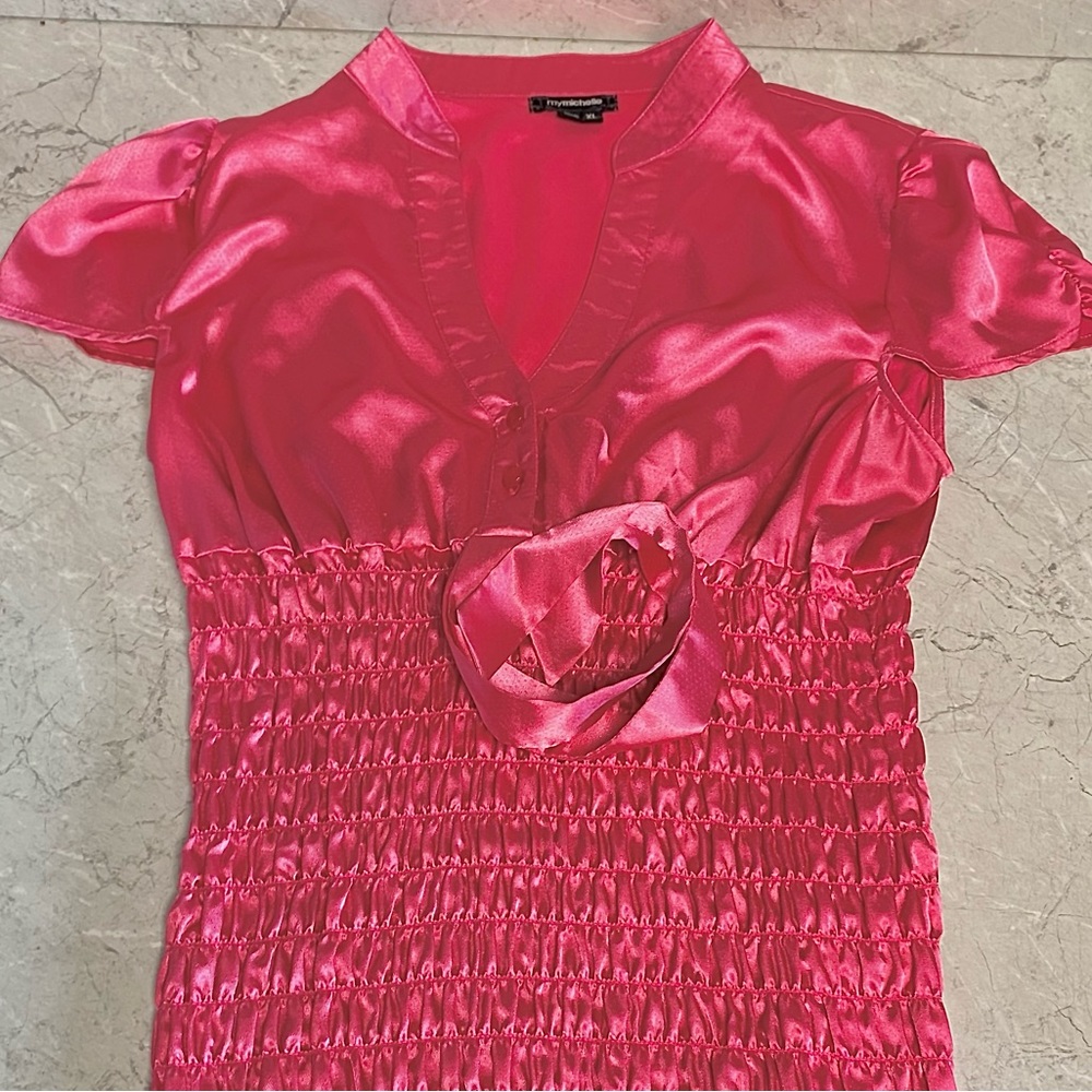 Gorgeous Pink Satin Ladies Top Size XL
